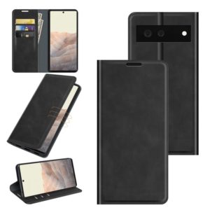 For Google Pixel 6 Retro-skin Business Magnetic Suction Leather Case with Holder & Card Slots & Wallet(Black) (OEM)