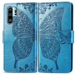Butterfly Love Flowers Embossing Horizontal Flip Leather Case for Huawei P30 Pro, with Holder & Card Slots & Wallet & Lanyard (Blue) (OEM)