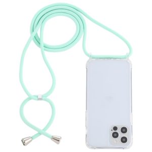 For iPhone 12 / 12 Pro Transparent Acrylic Airbag Shockproof Phone Protective Case with Lanyard(Mint Green) (OEM)
