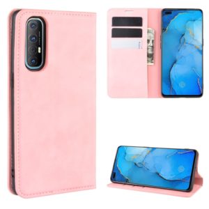 For Oppo Reno3 Pro Retro-skin Business Magnetic Suction Leather Case with Holder & Card Slots & Wallet(Pink) (OEM)