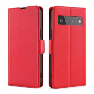 For Google Pixel 6 Pro Ultra-thin Voltage Side Buckle PU + TPU Horizontal Flip Leather Case with Holder & Card Slot(Red) (OEM)
