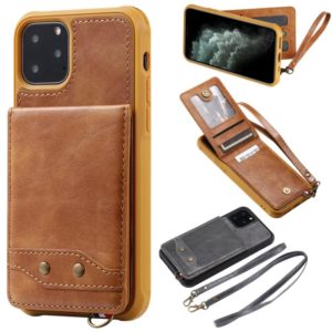 For iPhone 11 Pro Vertical Flip Wallet Shockproof Back Cover Protective Case with Holder & Card Slots & Lanyard & Photos Frames(Brown) (OEM)