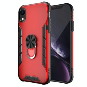 For iPhone XR Magnetic Frosted PC + Matte TPU Shockproof Case with Ring Holder(China Red) (OEM)
