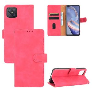 For OPPO A92s Solid Color Skin Feel Magnetic Buckle Horizontal Flip Calf Texture PU Leather Case with Holder & Card Slots & Wallet(Rose Red) (OEM)