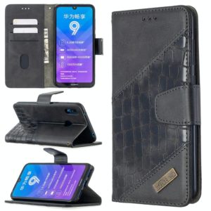 For Huawei Y7 (2019) Matching Color Crocodile Texture Horizontal Flip PU Leather Case with Holder & Card Slots & Wallet(Black) (OEM)