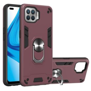 For OPPO F17 Pro / A93 / Reno4 Lite / Reno4 F Armour Series PC + TPU Protective Case with Ring Holder(Wnie Red) (OEM)
