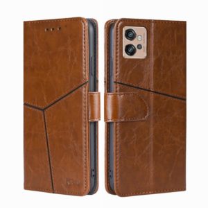 For Motorola Moto G32 4G Geometric Stitching Leather Phone Case(Light Brown) (OEM)