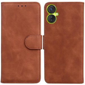 For Tecno Spark 9 Pro Skin Feel Pure Color Flip Leather Phone Case(Brown) (OEM)
