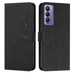 For Tecno Camon 18 Skin Feel Heart Pattern Leather Phone Case(Black) (OEM)