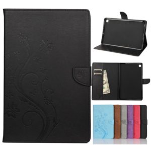 For Samsung Galaxy Tab S6 Lite / P610 Butterfly Flower Embossing Pattern Horizontal Flip Leather Case with Holder & Card Slots & Wallet(Black) (OEM)