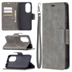 For Huawei P50 Retro Lambskin Texture Pure Color Horizontal Flip PU Leather Case with Holder & Card Slots & Wallet & Lanyard(Grey) (OEM)