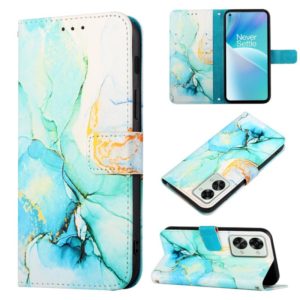 For OnePlus Nord 2T 5G Marble Pattern Flip Leather Phone Case(Green LS003) (OEM)
