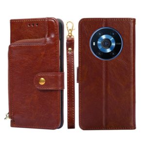 For Honor Magic3 Zipper Bag PU + TPU Horizontal Flip Leather Phone Case(Brown) (OEM)