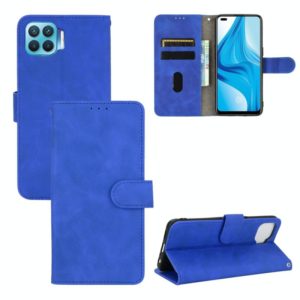 For OPPO F17 Pro / A93 / Reno4 Lite Solid Color Skin Feel Magnetic Buckle Horizontal Flip Calf Texture PU Leather Case with Holder & Card Slots & Wallet(Blue) (OEM)