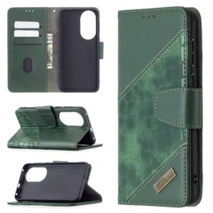 For Huawei P50 Matching Color Crocodile Texture Horizontal Flip PU Leather Case with Wallet & Holder & Card Slots(Green) (OEM)