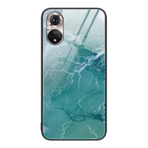For Honor 50 Marble Pattern Glass Protective Phone Case(Green Ocean) (OEM)
