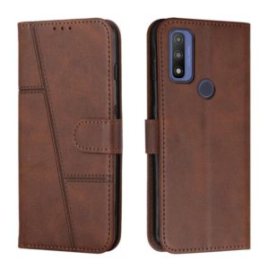 For Motorola Moto G Pure Stitching Calf Texture Buckle Leather Phone Case(Brown) (OEM)