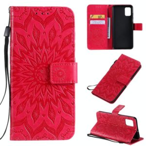 For Galaxy A51 Sun Print Horizontal Flip Protective Case with Holder & Card Slots & Wallet(Red) (OEM)