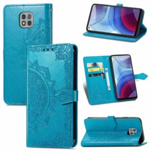 For Motorola Moto G Power 2021 Mandala Flower Embossed Horizontal Flip Leather Case with Holder & Three Card Slots & Wallet & Lanyard(Blue) (OEM)