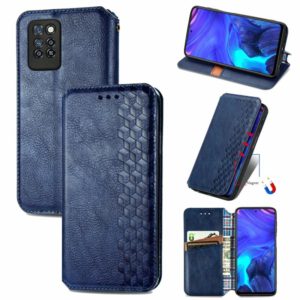 For Infinix Note 10 Pro Cubic Grid Pressed Horizontal Flip Magnetic PU Leather Case with Holder & Card Slots & Wallet(Blue) (OEM)