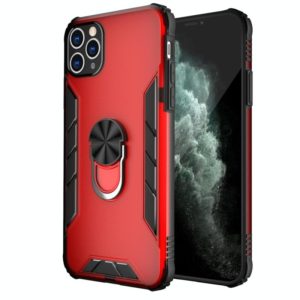 For iPhone 11 Pro Max Magnetic Frosted PC + Matte TPU Shockproof Case with Ring Holder (China Red) (OEM)