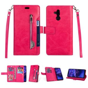 For Huawei Mate 20 lite Multifunctional Zipper Horizontal Flip Leather Case with Holder & Wallet & 9 Card Slots & Lanyard(Rose Red) (OEM)