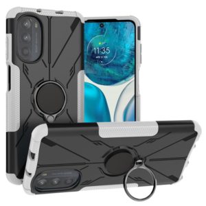For Motorola Moto G52 Armor Bear Shockproof PC + TPU Phone Protective Case with Ring Holder(White) (OEM)