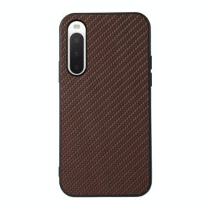 For Sony Xperia 10 IV Carbon Fiber Skin PU + PC + TPU Shockprof Protective Phone Case(Brown) (OEM)