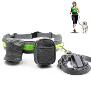 Dog Running Reflective Adjustable Belt Traction Rope with Small Bag, Specification:4-Piece Set(Gray) (OEM)