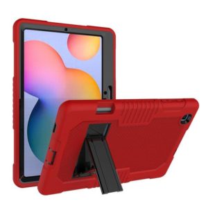 Contrast Color Robot Shockproof Silicone + PC Protective Case with Holder For Samsung Galaxy Tab S6 Lite P610(Red Black) (OEM)