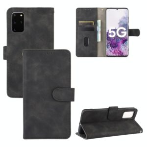 For Samsung Galaxy S20 Plus Solid Color Skin Feel Magnetic Buckle Horizontal Flip Calf Texture PU Leather Case with Holder & Card Slots & Wallet(Black) (OEM)