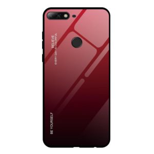 For Huawei Honor 7C / Enjoy 8 / Y7 (2018) Gradient Color Glass Case(Red) (OEM)
