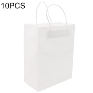 10 PCS Elegant Kraft Paper Bag With Handles for Wedding/Birthday Party/Jewelry/Clothes, Size:16x22x8cm (White) (OEM)
