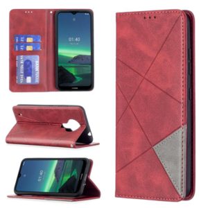 For Nokia 1.4 Rhombus Texture Horizontal Flip Magnetic Leather Case with Holder & Card Slots & Wallet(Red) (OEM)