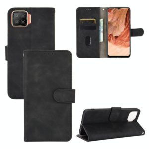 For OPPO F17 Solid Color Skin Feel Magnetic Buckle Horizontal Flip Calf Texture PU Leather Case with Holder & Card Slots & Wallet(Black) (OEM)