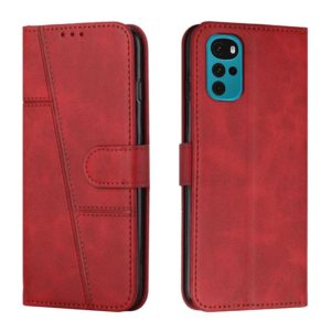 For Motorola Moto G22 Stitching Calf Texture Buckle Leather Phone Case(Red) (OEM)