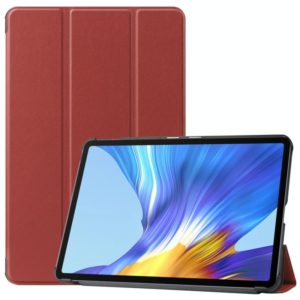 For Huawei Honor V6 / MatePad 10.4 inch Universal Solid Color Anti-fall Horizontal Flip Tablet PC Leather Case with Tri-fold Bracket & Sleep / Wake-up(Wine Red) (OEM)