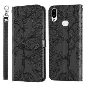 For Samsung Galaxy A10s Life of Tree Embossing Pattern Horizontal Flip Leather Case with Holder & Card Slot & Wallet & Photo Frame & Lanyard(Black) (OEM)