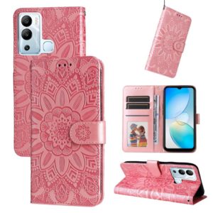 For Infinix Hot 12i Embossed Sunflower Leather Phone Case(Pink) (OEM)