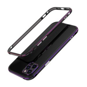 For iPhone 12 Pro Max Aurora Series Lens Protector + Metal Frame Protective Case(Black Purple) (OEM)