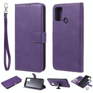 For Huawei Honor 9A 2 in 1 Solid Color Detachable PU Leather Case with Card Slots & Magnetic Holder & Photo Frame & Wallet & Strap(Purple) (OEM)