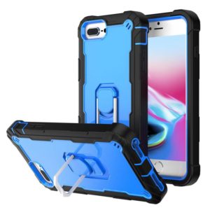 PC + Rubber 3-layers Shockproof Protective Case with Rotating Holder For iPhone 8 Plus / 7 Plus(Black + Blue) (OEM)