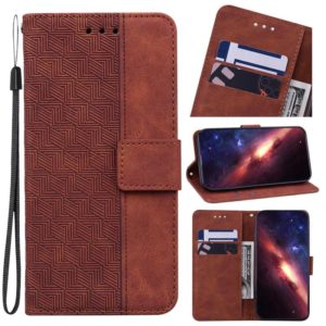 For Sony Xperia Ace III Geometric Embossed Leather Phone Case(Brown) (OEM)