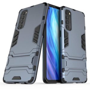 For OPPO Reno4 Pro PC + TPU Shockproof Protective Case with Invisible Holder(Navy Blue) (OEM)