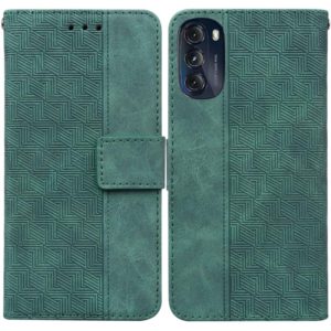 For Motorola Moto G 2022 Geometric Embossed Leather Phone Case(Green) (OEM)