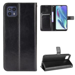 For Motorola Moto G50 5G Crazy Horse Texture Horizontal Flip Leather Case with Holder & Card Slots & Lanyard(Black) (OEM)