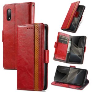 For Sony Xperia Ace II CaseNeo Business Splicing Dual Magnetic Buckle Horizontal Flip PU Leather Case with Holder & Card Slots & Wallet(Red) (OEM)