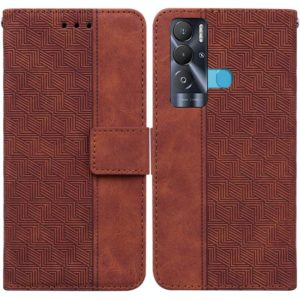 For Tecno Pova Neo LE6 Geometric Embossed Leather Phone Case(Brown) (OEM)