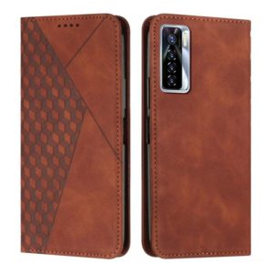 For Tecno Camon 17P / 17 Pro Diamond Splicing Skin Feel Magnetic Leather Phone Case(Brown) (OEM)