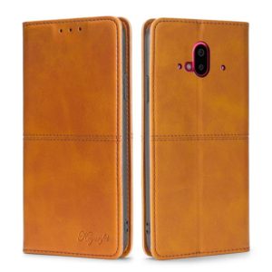 For Fujitsu Arrows F-52B Cow Texture Magnetic Horizontal Flip Leather Phone Case(Light Brown) (OEM)